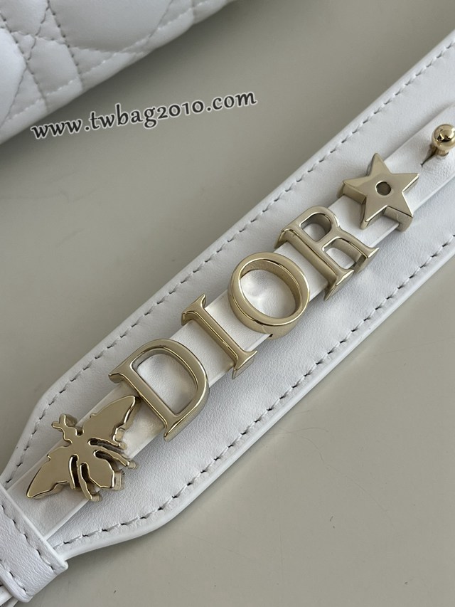 Dior专柜新款迪奥顶级原单白色Lady戴妃四格系列手提包 djfk1140